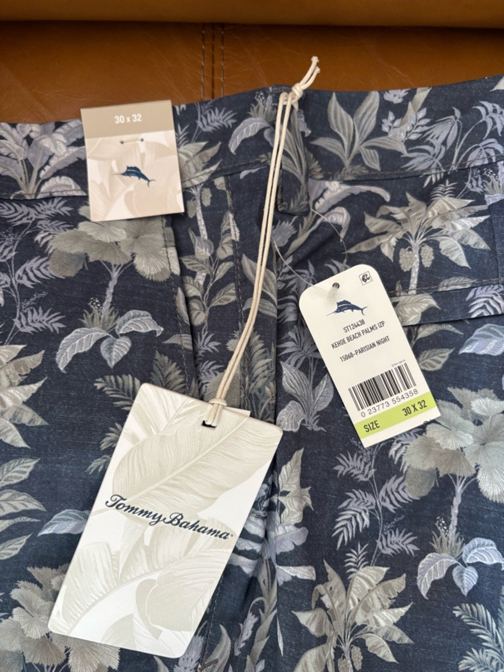 Tommy Bahama Navy Palm-Print Linen-Blend Shorts